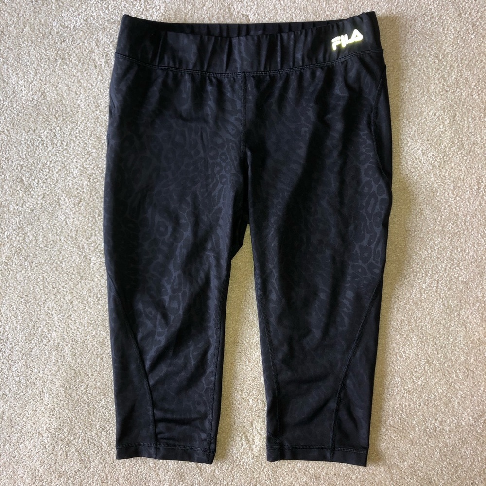 FILA Crop Capri Leggings Cheetah Print Workout Gym
